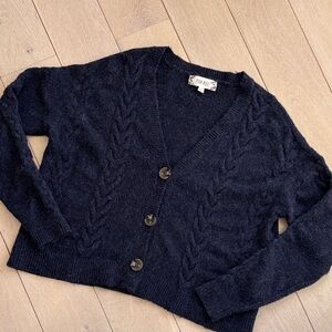 Pink Rose Women's Dark Blue Cable Knit Cardigan